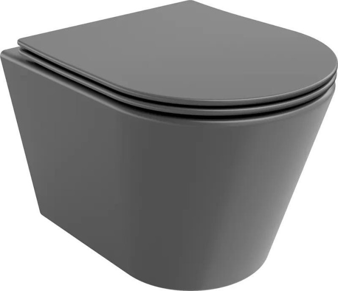 Mexen Rico WC mísa Rimless s pomalu padající deskou slim, duroplast, Tmavě matová černá - 30724071