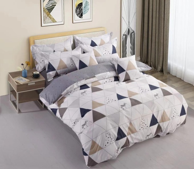 3 dílné povlečení Krepové polycotton Triangle Mix 200x140cm+90x70cm TiaHome