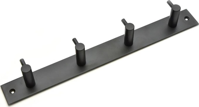 Věšák BALO XL černá matná - eleganční kovový věšák pro interiér, vhodný na nábytek a šatní stěny