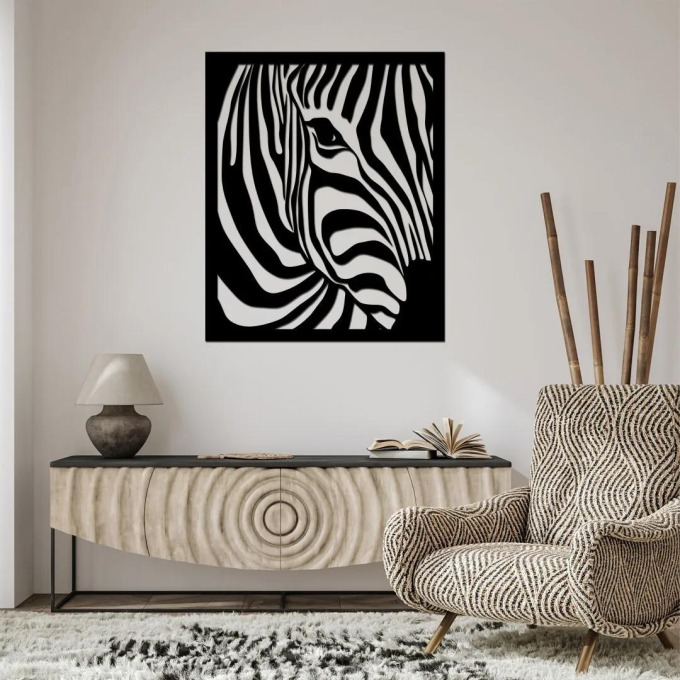 dřevo života Dřevěný obraz na zeď ZEBRA Rozměry (cm): 40x48, Barevný vzor: Černá