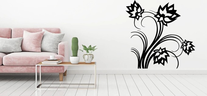 Lepy.cz Samolepka na zeď Květina se spirálami Velikost (šířka x výška): 60x59cm, Barevná varianta: Tmavě červená