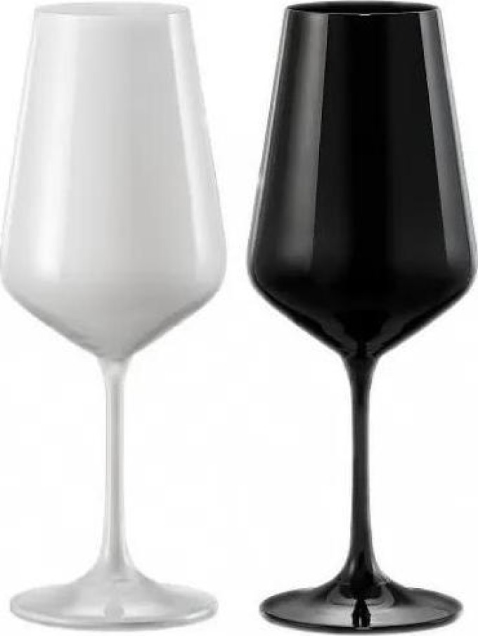 Crystalex - Bohemia Crystal Sklenice na víno Sandra - Black & White 450 ml, 2 ks