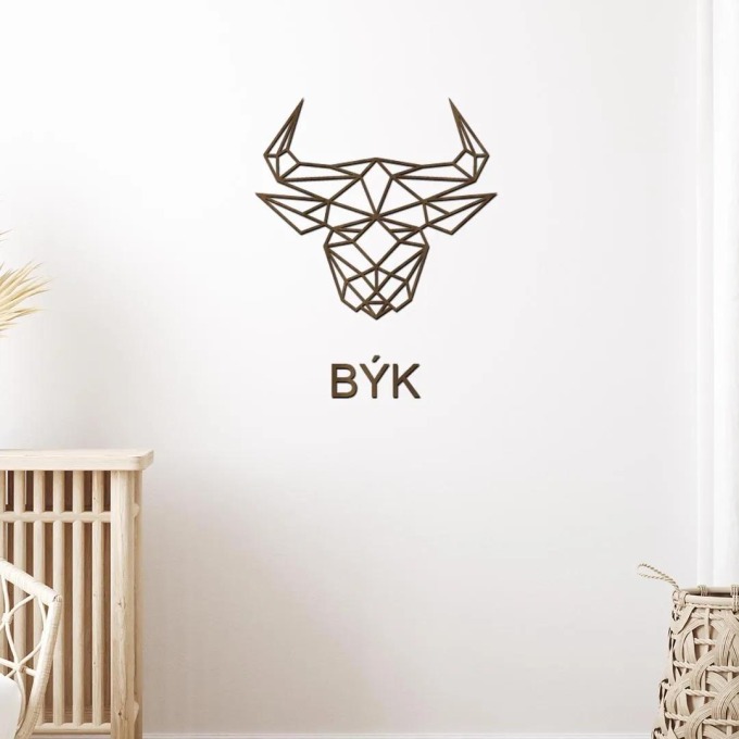 dřevo života Dřevěná samolepka znamení BÝK Rozměry (cm): 40x37, Barevný vzor: Ořech