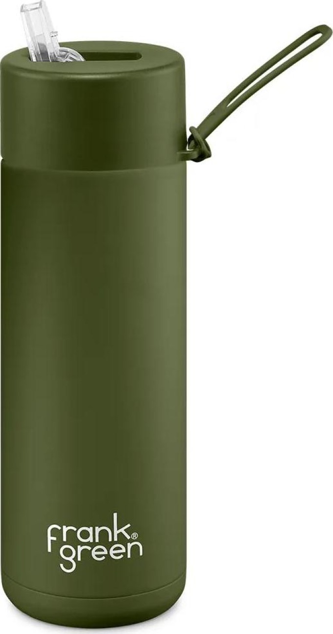 Frank Green Ceramic 595 ml Straw nerezový - khaki