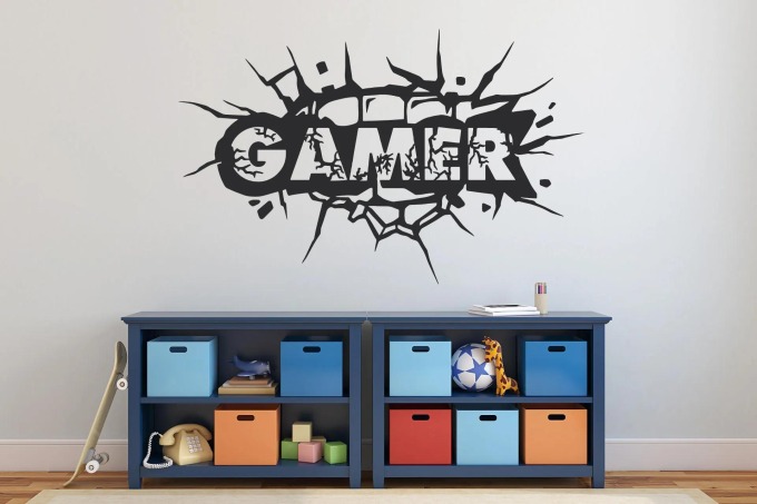 Lepy.cz Samolepka na zeď Gamer ze zdi Velikost (šířka x výška): 50x31cm, Barevná varianta: Černá