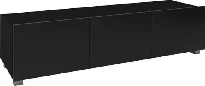 Moderní TV skříňka s minimalistickým designem a univerzální černou barvou a lesklým povrchem