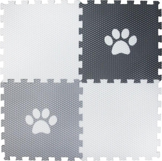 Podložka pro psy se 4 podlahovými díly Puzzle a bílou tlapkou