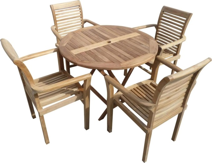 Zahradní teakový set 1+4 pro 4 osoby Round