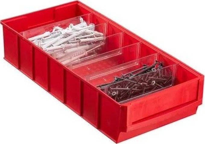 Allit Plastový regálový box ShelfBox typ E - 183 x 400 x 81 mm, 8 ks, červený