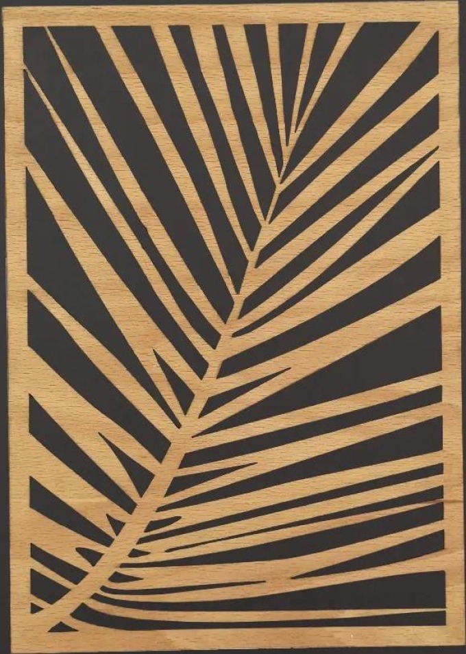 AMADEA Dřevěný obraz list palmy, rozměr 30 x 21 cm, český výrobek