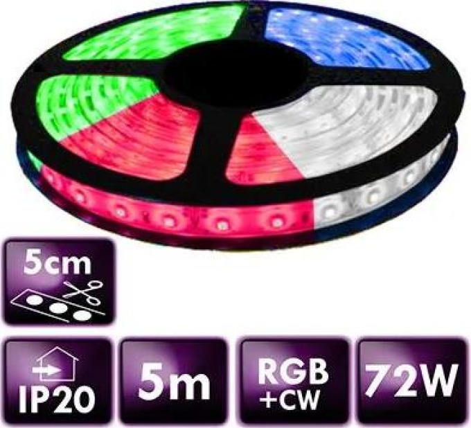 BERGE LED pásek - SMD 5050 - RGB+CW - 5 m - 60 LED/m - 14,4 W/m - IP20