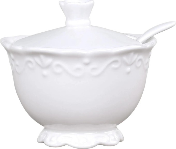 Chic Antique Porcelánová cukřenka Provence, bílá barva, porcelán