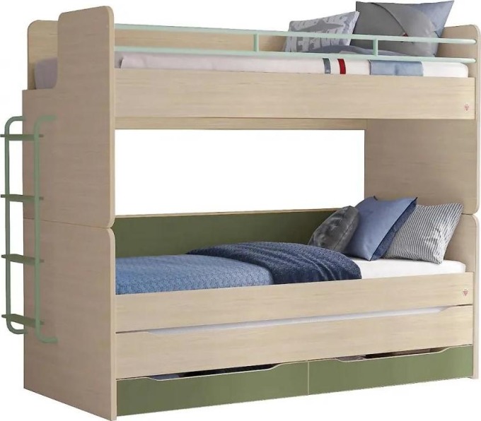 Čilek Patrová postel pro 3 děti 90x200 cm s úložným prostorem (žebřík) Montes Natural Studio