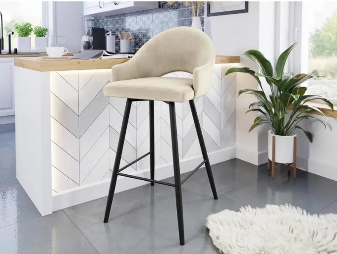 Barová židle Dazja, Potah: Magic Velvet 2250, Barvy nožiček: černá