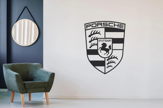 Lepy.cz Samolepka na zeď Porsche - Logo Velikost (šířka x výška): 40x52cm, Barevná varianta: Světle hnědá