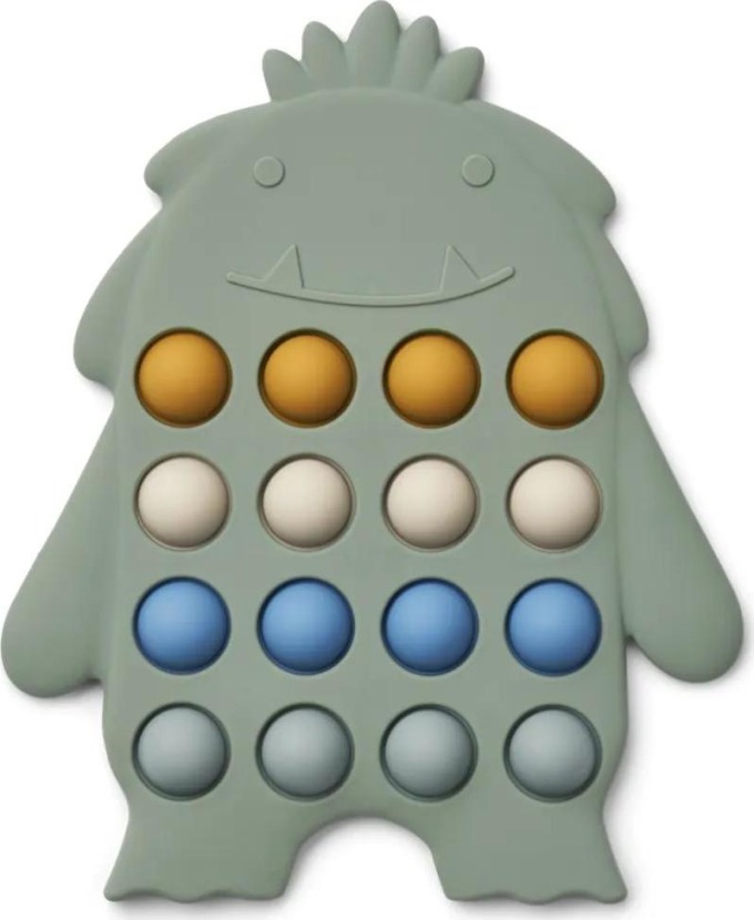 Měkká silikonová hračka Cal Pop Faune green multi - hravý stimulační nástroj s praskajícími barevnými tlačítky