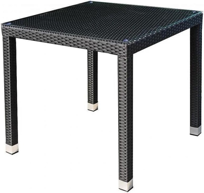 DEOKORK Zahradní ratanový stůl NAPOLI 80x80 cm (černá)