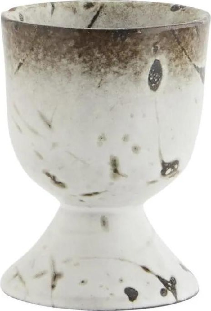 MADAM STOLTZ Stojánek na vajíčko Stoneware White/Brown, hnědá barva, keramika