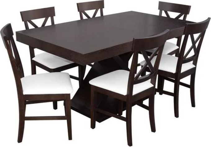 Jídelní set pro 6 osob - RK044, Barva dřeva: wenge, Potah: ekokůže Soft 010