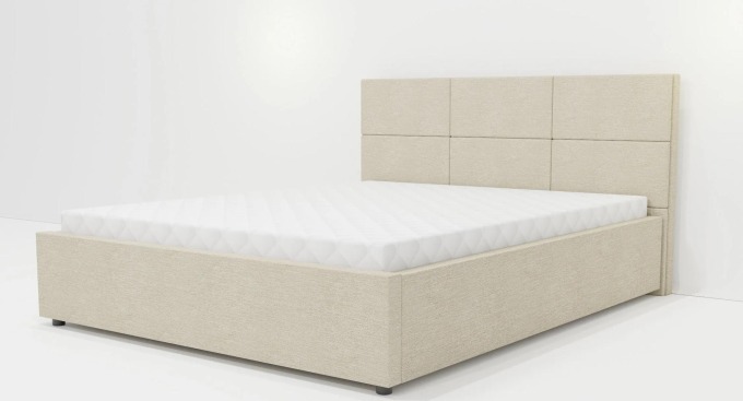 Čalouněná postel s moderním 3D čelem a symetrickým designem ve velurové tkanině Etna 18 o rozměrech 140x200 cm
