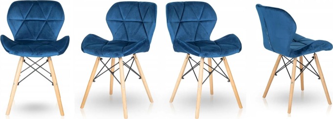 Jídelní židle SKY modré 4 ks - skandinávský styl