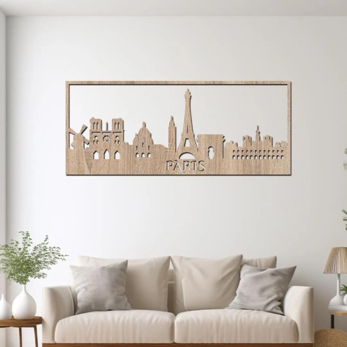 dřevo života Dřevěná dekorace na zeď PAŘÍŽ Rozměry (cm): 40x11, Barevný vzor: Světlý dub