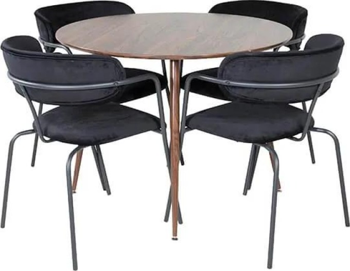 Nadčasová stolní souprava s kulatým elegantním stolem v hnědé / černé barvě