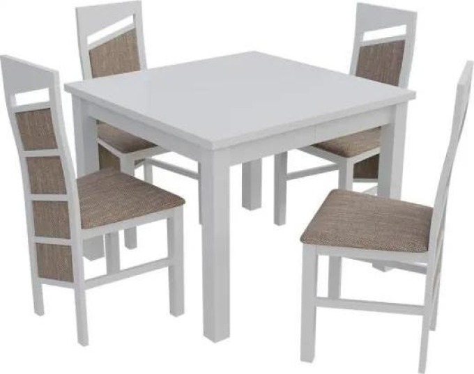 Jídelní set pro 4 osoby - RK033, Barva dřeva: bílá, Potah: Lawa 02