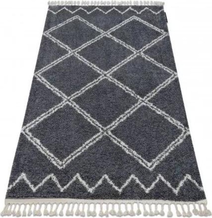 koberec BERBER ASILA B5970, šedo bílý střapce, Maroko Shaggy velikost 240x330 cm | krásné koberce cz