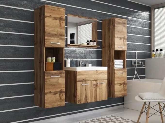 Koupelnový nábytek Floryna XL, Barva: wotan, Sifon k umyvadlu: ano, Baterie: Platino BCZ 020M