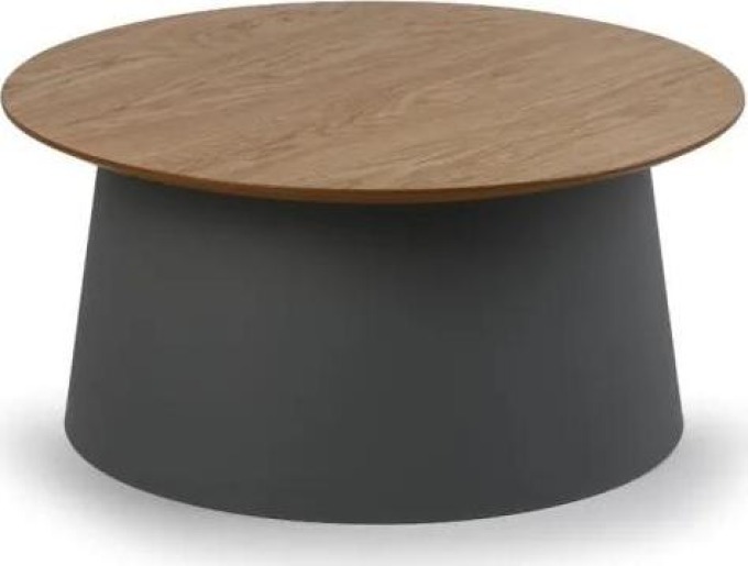 Plastový kávový stolek SETA s dřevěnou deskou, průměr 690 mm, šedý