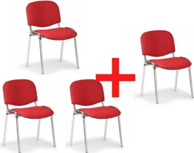 Antares Konferenční židle VIVA chrom 3+1 ZDARMA, červená