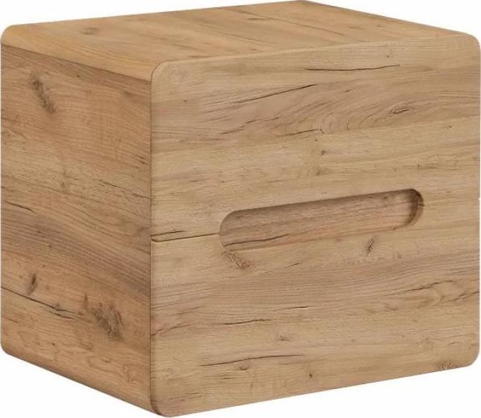 Závěsná skříňka pod umyvadlo s moderním designem a dekorem dřeva, vyrobena z odolné laminované dřevotřísky a MDF, s "soft close" systémem zásuvek