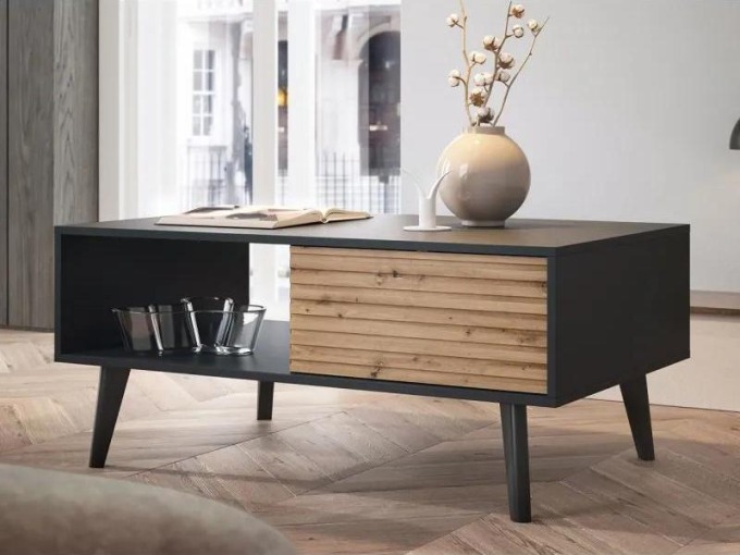 Konferenční stolek Mostero MSL104, Barva: černá / černá + dub artisan