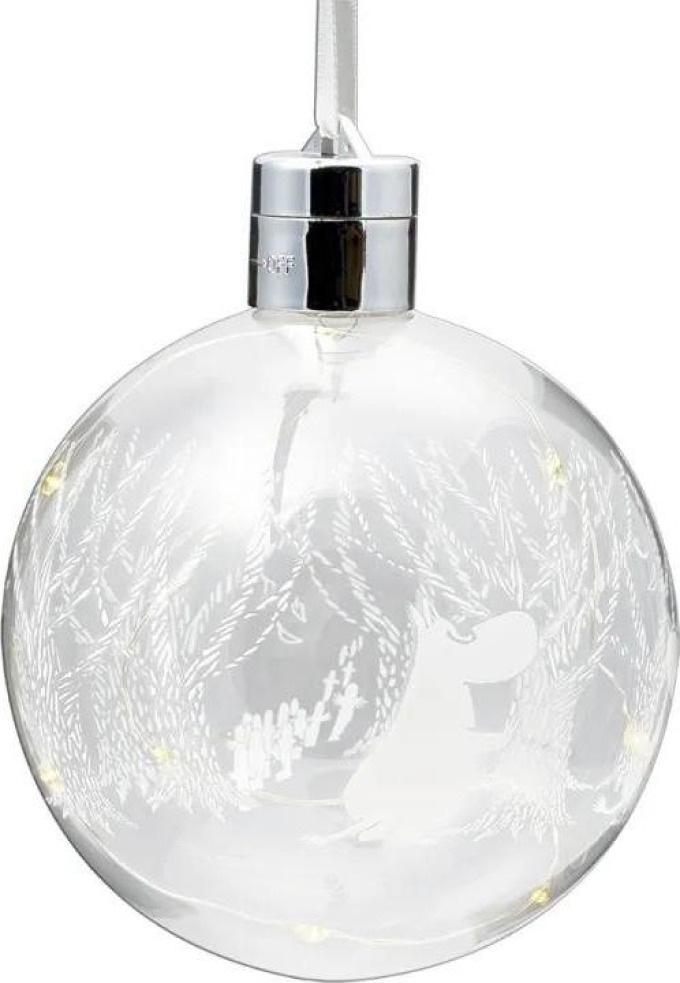 LED vánoční ozdoba s motivem pohádkových muminků od Tove Jansson, skleněná ozdoba s LED osvětlením, ideální na vánoční stromeček nebo větvičku ve váze