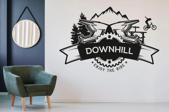 Lepy.cz Samolepka na zeď Downhill Velikost (šířka x výška): l00x65cm, Barevná varianta: Světle šedivá