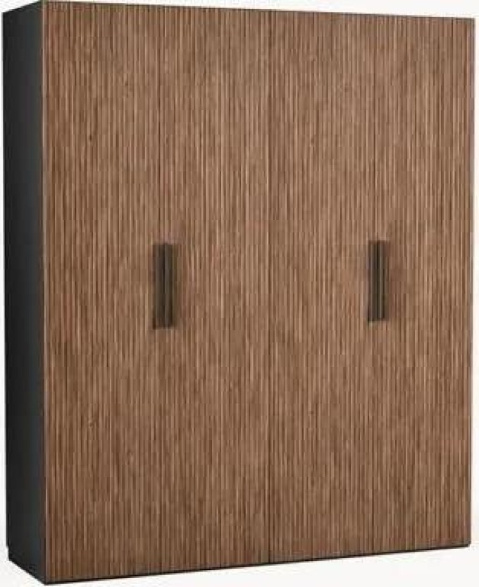 Modulární skříň ve vzhledu ořechového dřeva's otočnými dveřmi Simone, šířka 200 cm, více variant