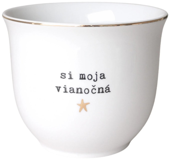 Bella Rose Porcelánový obal na květináč Si moja vianočná hviezda 13 cm - SK, černá barva, zlatá barva, porcelán