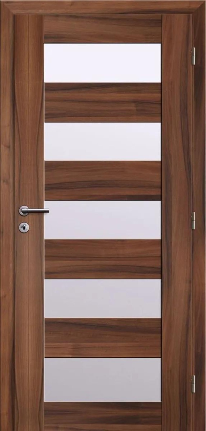 Solodoor Interiérové dveře rámové, 70 P, 750 × 1985 mm, fólie, pravé, ořech královský, prosklené