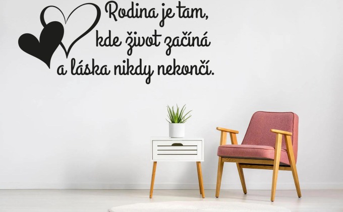 Lepy.cz Samolepka na zeď Rodina je tam Velikost (šířka x výška): l10x47cm, Barevná varianta: Světle červená