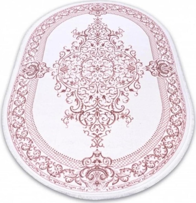 Luxusní kusový koberec akryl Tonga růžový ovál 80x300cm