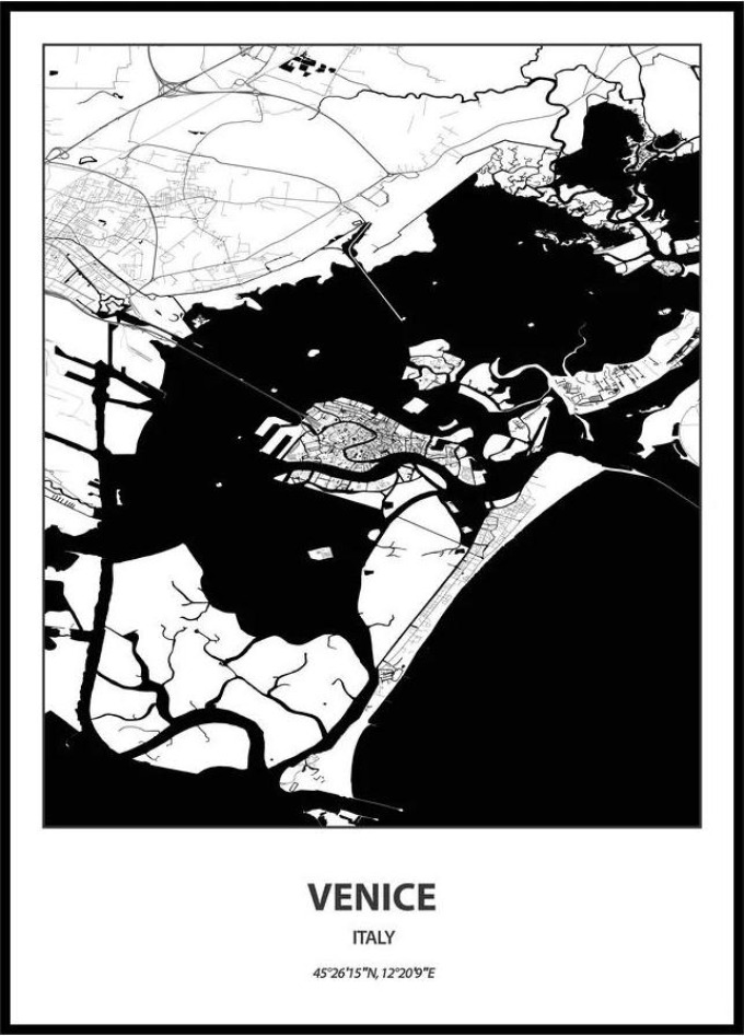 Plakát Mapa města (více variant měst) Rozměr plakátu: 40 x 50 cm, Město: Venice