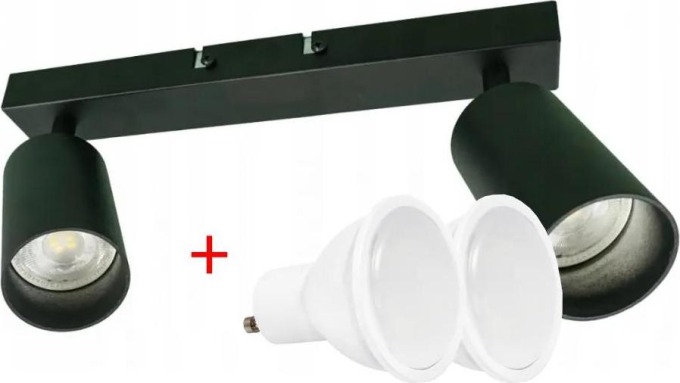 BERGE Stropní bodové svítidlo LED VIKI-X 2x GU10 - černé + 2x LED žárovka