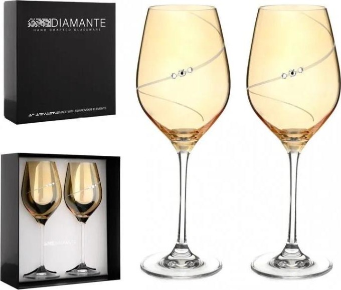 Diamante sklenice na bílé víno Silhouette City Amber s krystaly Swarovski 360 ml 2KS