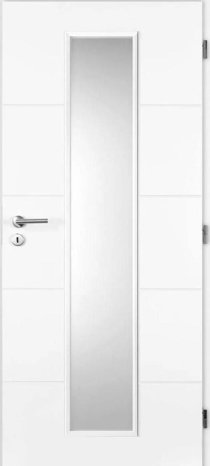 Doornite Quatro Interiérové dveře Linea, 90 P, 946 × 1983 mm, lakované, pravé, bílé, prosklené