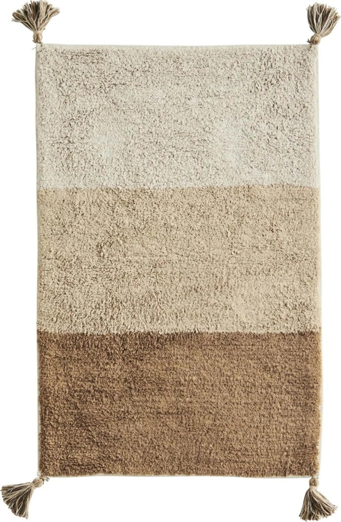 MADAM STOLTZ Předložka do koupelny Sand 60 x 90 cm, hnědá barva, textil
