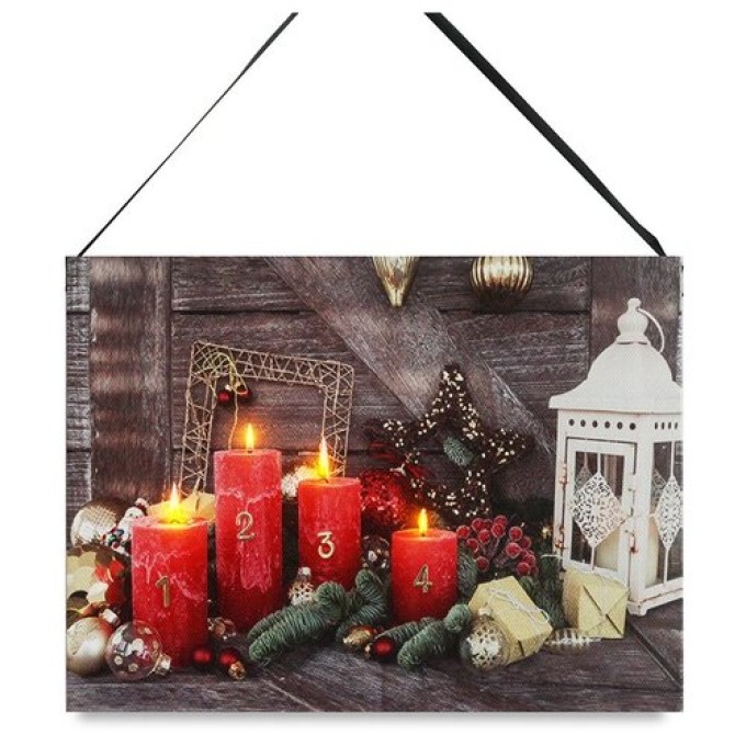 LED obraz na plátně Kouzelný advent, 20 x 15 cm