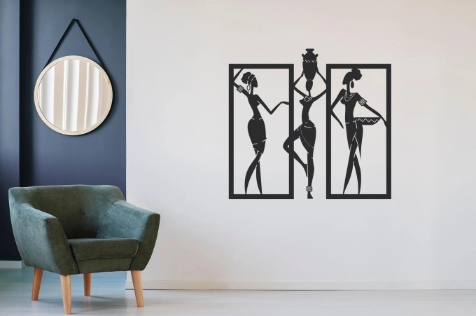 Lepy.cz Samolepka na zeď Africké ženy Velikost (šířka x výška): 55x50cm, Barevná varianta: Světle hnědá