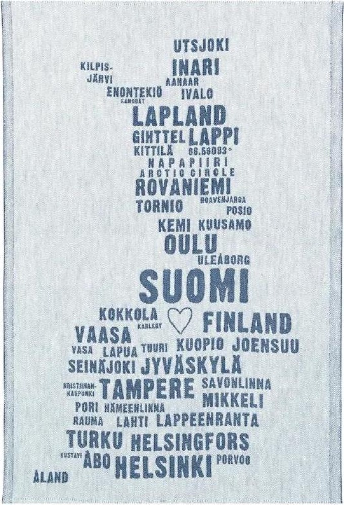 Lněná utěrka My Finland 46x70, bílo-modrá