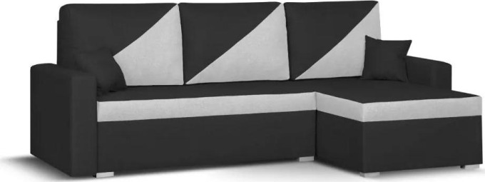 Rozkládací rohová sedací souprava s funkcí spaní a úložným prostorem na ložní soupravu, černá/šedá barva